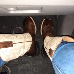 Cream and Brown Cody James Cowboy Boots with Leather Cleaner Make Offer